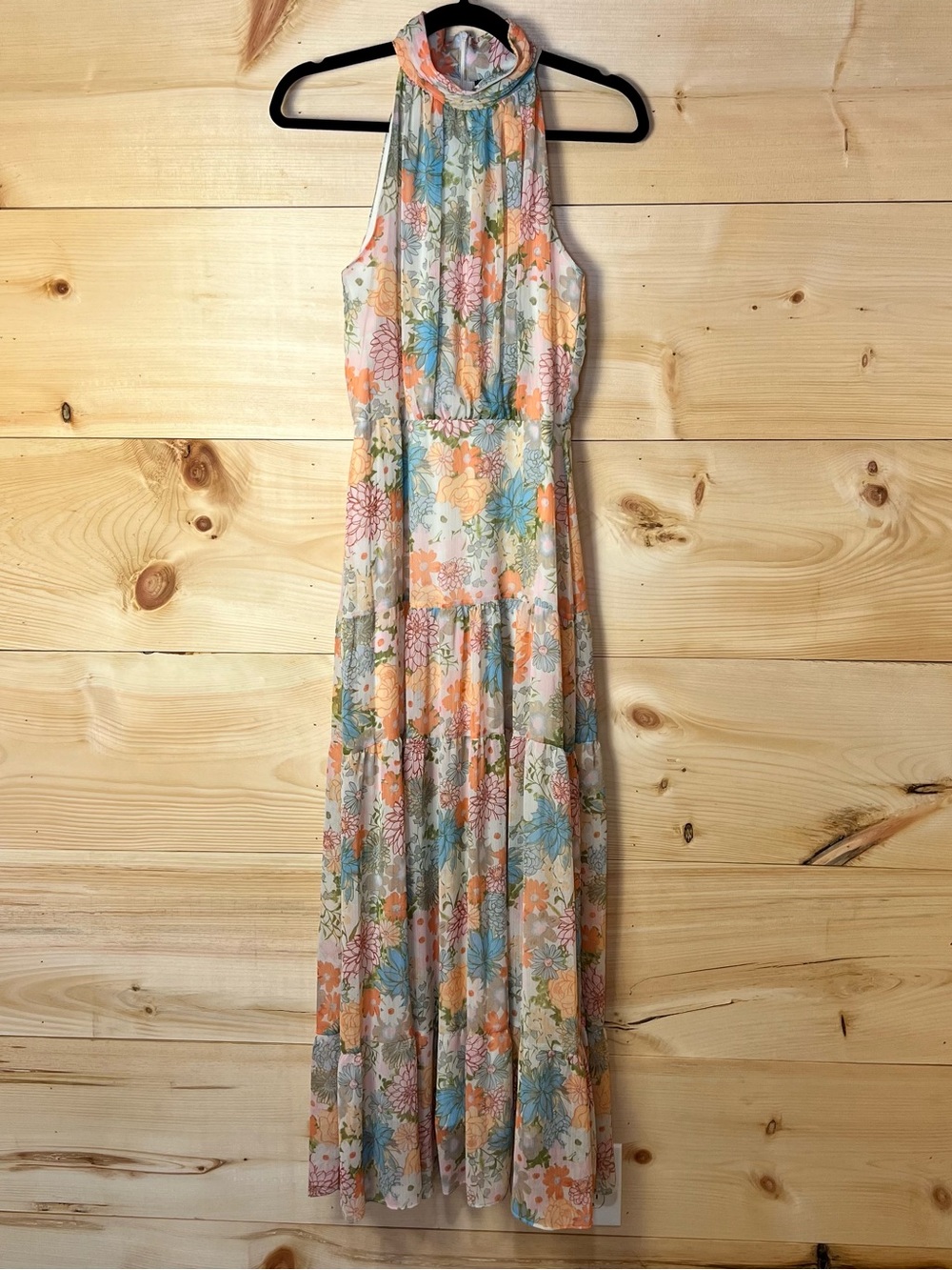 Taylor Pastel Floral Halter Maxi Dress - Watercolor Resortwear Garden Party